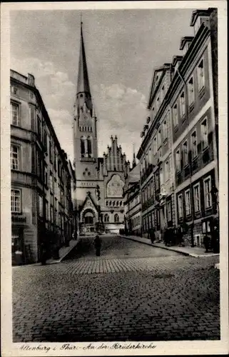 Ak Altenburg in Thüringen, Brüderkirche, Straßenpartie