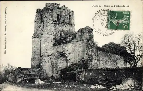 Ak Donzy Nièvre, Ruines de l'Eglise du Pre