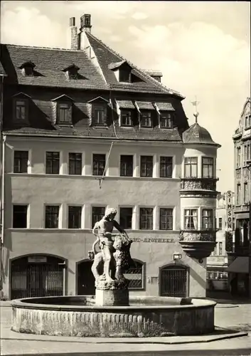 Ak Gera in Thüringen, Markt mit Simonsbrunnen und Apothekenerker