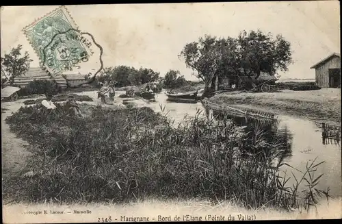 Ak Marignane Bouches du Rhône, Bord de l'Etang