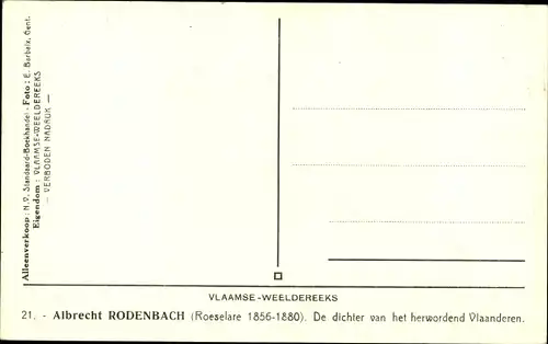 Ak Flämischer Schriftsteller Albrecht Rodenbach, Portrait