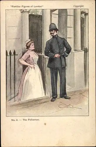 Künstler Ak London City England, The Policeman, Familiar Figures of London