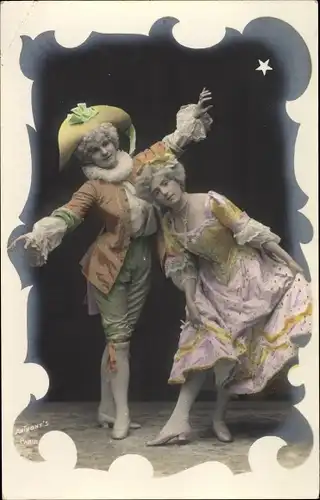 Ak Tanzendes Paar, Frau im gelben Kleid, Männerhut