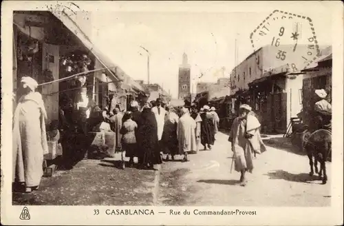 Ak Casablanca Marokko, Rue du Commandant-Provost
