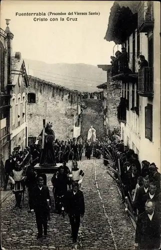 Ak Hondarribia Fuenterrabia Baskenland, Procesion del Viernes Santo, Cristo con la Cruz