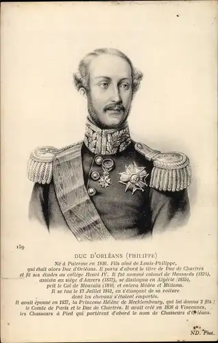Ak Philippe I. de Bourbon, duc d’Orléans, Prinz von Frankreich und Navarra