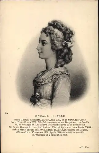 Ak Madame Royale, Königin von Frankreich