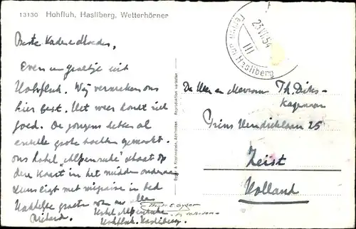 Ak Hochfluh Hasliberg Kt Bern Schweiz, Panorama, Wetterhörner