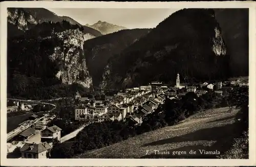 Ak Thusis Kanton Graubünden, Panorama mit Viamala