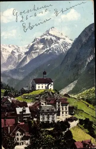 Ak Wassen Kt Uri Schweiz, Panorama mit Windgälle, Gotthardbahn