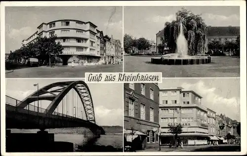 Ak Rheinhausen Duisburg Nordrhein Westfalen, Brücke, Brunnen, Ortspartie