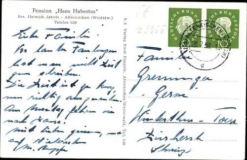 Ak Altenkirchen im Westerwald, Pension Haus Hubertus
