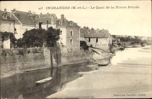 Ak Ingrandes Maine-et-Loire, Le Quai de la Pierre Percee