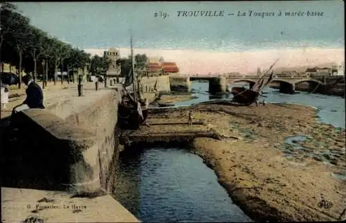 Ak Trouville Calvados, La Touques a maree basse