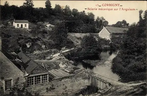 Ak Corbigny Nièvre, Scierie mecanique sur l'Anguison