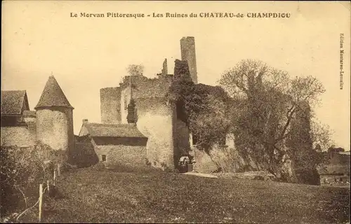 Ak Morvan Nièvre, Les Ruines du Chateau de Champdiou