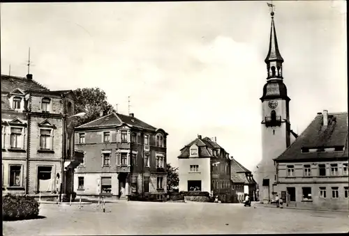 Ak Siebenlehn Großschirma im Kreis Mittelsachsen, Marktplatz, Kirche