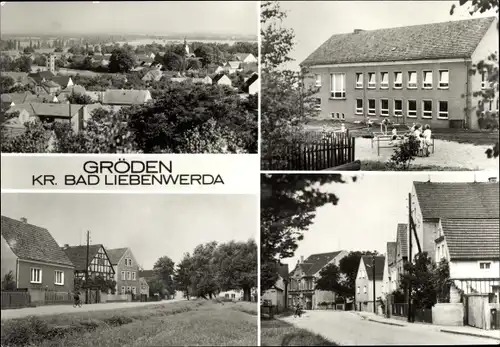 Ak Gröden in Brandenburg, Gesamtansicht, Straßenpartie