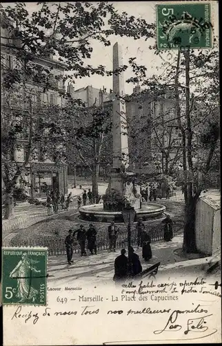 Ak Marseille Bouches du Rhône, La Place des Capucines