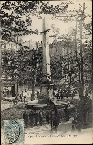 Ak Marseille Bouches du Rhône, La Place des Capucines