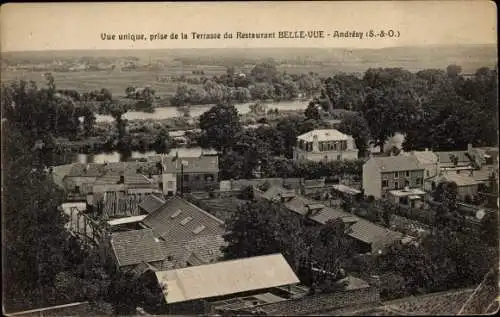 Ak Andresy Yvelines, Vue unique, prise de la Terrasse du Restaurant Belle Vue
