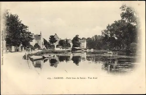 Ak Samois sur Seine Seine et Marne, Petit bras de Seine, Vue Aval