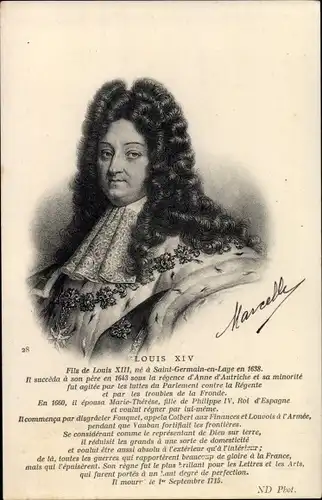 Ak Louis XIV., König von Navarra und Frankreich, Portrait