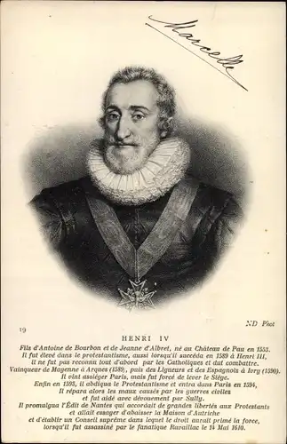 Ak Henri IV., König von Navarra, Portrait