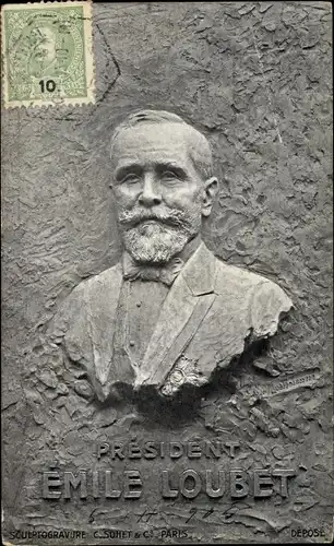 Ak Emile Loubet, Präsident von Frankreich, Relief