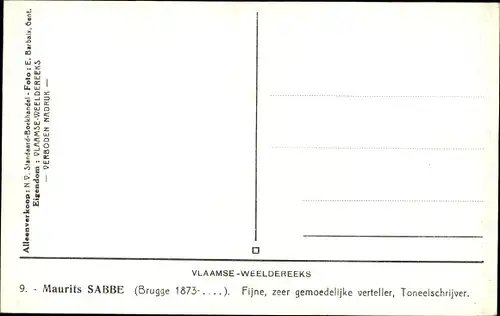 Ak Maurits Sabbe, Flämischer Pädagoge, Man of letter