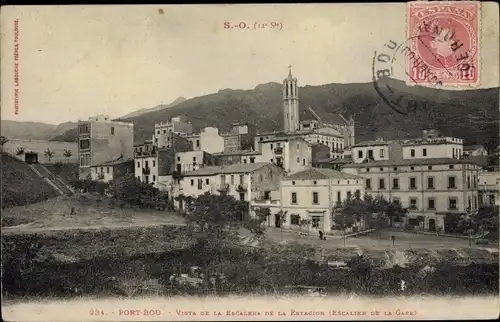 Ak Portbou Katalonien, Vista de la Escalera de la Estacion