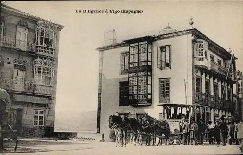 Ak Vigo Galicien Spanien, La Diligence