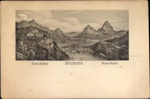 Litho Brunnen Kt Schwyz, Seelisberg, Axenstein