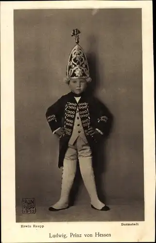 Ak Prinz Ludwig von Hessen Darmstadt in Gardeuniform, Standportrait