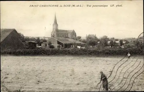 Ak Saint Christophe du Bois Maine et Loire, Vue panoramique