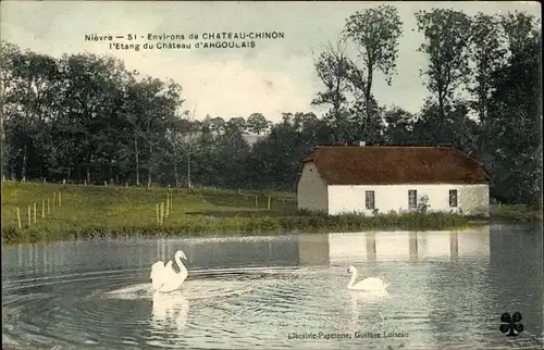 Ak Chateau Chinon Nièvre, L'Etang du Chateau d'Argoulais
