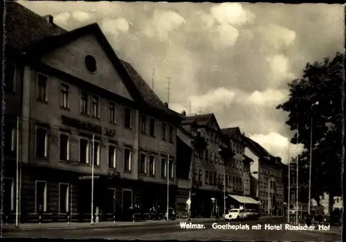 Ak Weimar in Thüringen, Goetheplatz, Hotel Russischer Hof