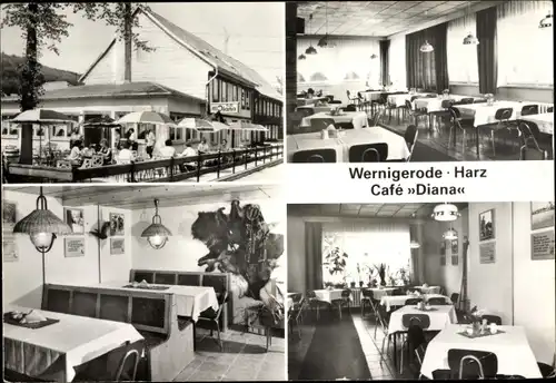 Ak Wernigerode am Harz, Cafe Diana, Innen und Außen