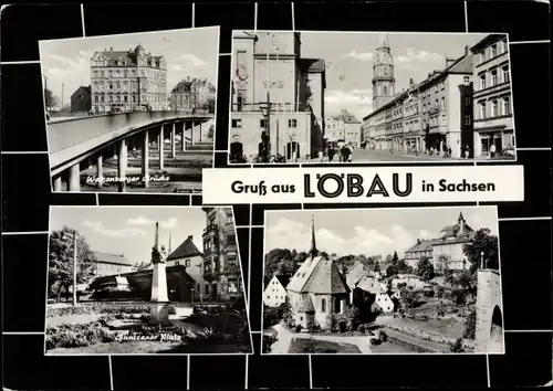 Ak Löbau in Sachsen, Weißenburger Brücke, Bautzener Platz