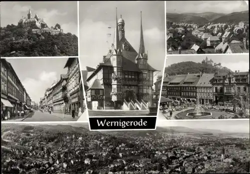 Ak Wernigerode am Harz, Blick auf den Ort, Rathaus