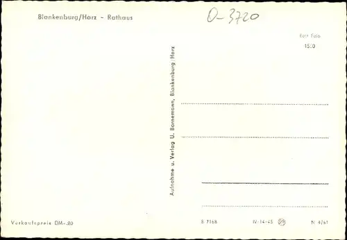 Ak Blankenburg am Harz, Rathaus