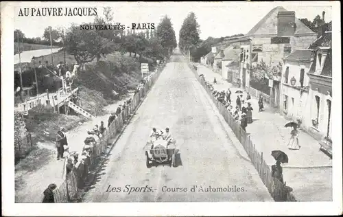 Ak Paris, Automobile, Les Sports, Course d'Automobile, Nouveautes, Au Pauvre Jacques