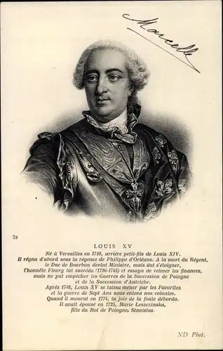 Ak Louis XV., König von Navarra und Frankreich, Portrait