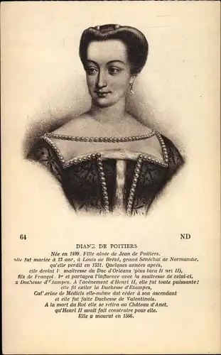 Ak Diane de Poitiers, Mätresse des französischen Königs Heinrich II.