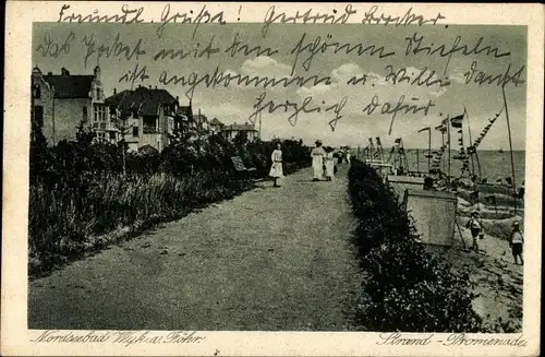 Ak Wyk auf Föhr in Nordfriesland, Strand Promenade