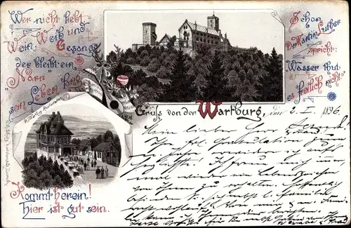 Litho Lutherstadt Eisenach in Thüringen, Wartburg, Restauration