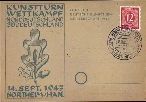 Ak Northeim in Niedersachsen, Kunstturn Wettkamp Nord gegen Süddeutschland 14.09.1947