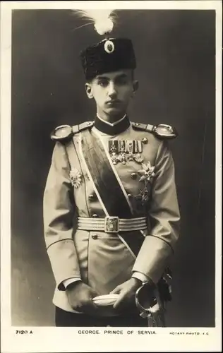 Ak Prinz Georg von Serbien, Portrait