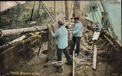 Ak Trouville Calvados, Reparation de Filets