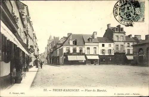 Ak Thury Harcourt Calvados, Place du Marche